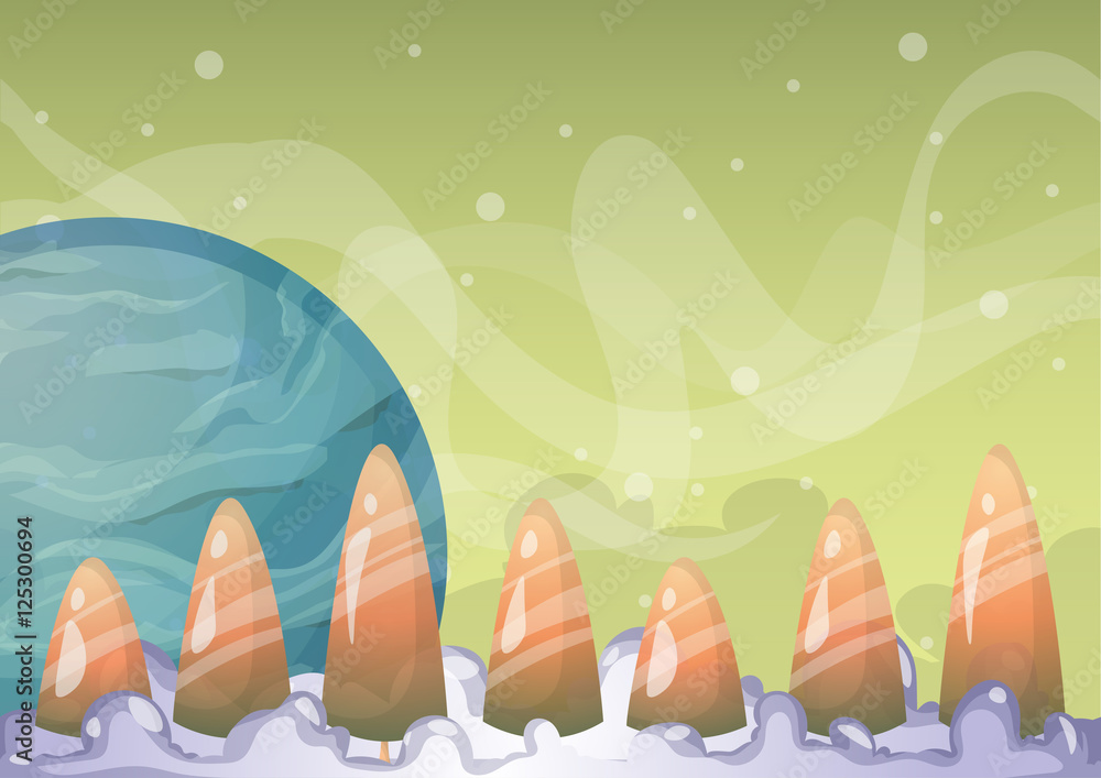 Poster cartoon vector sky background with separated layers for game art and animation game design asset in 