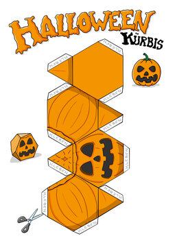 Bastelbogen Halloween-Kürbis – Stock-Illustration | Adobe Stock