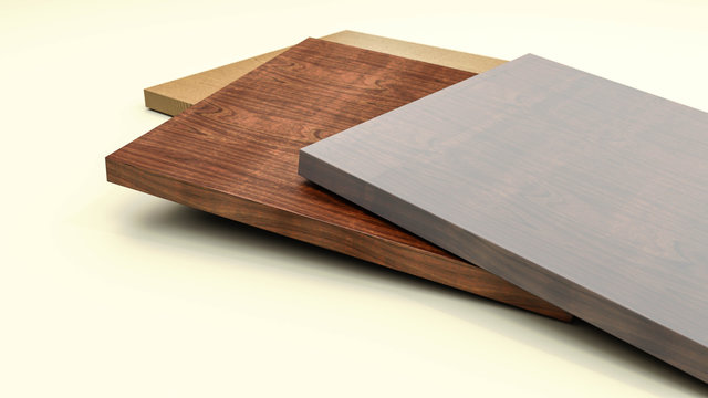 Wooden furniture boards 3d illustration