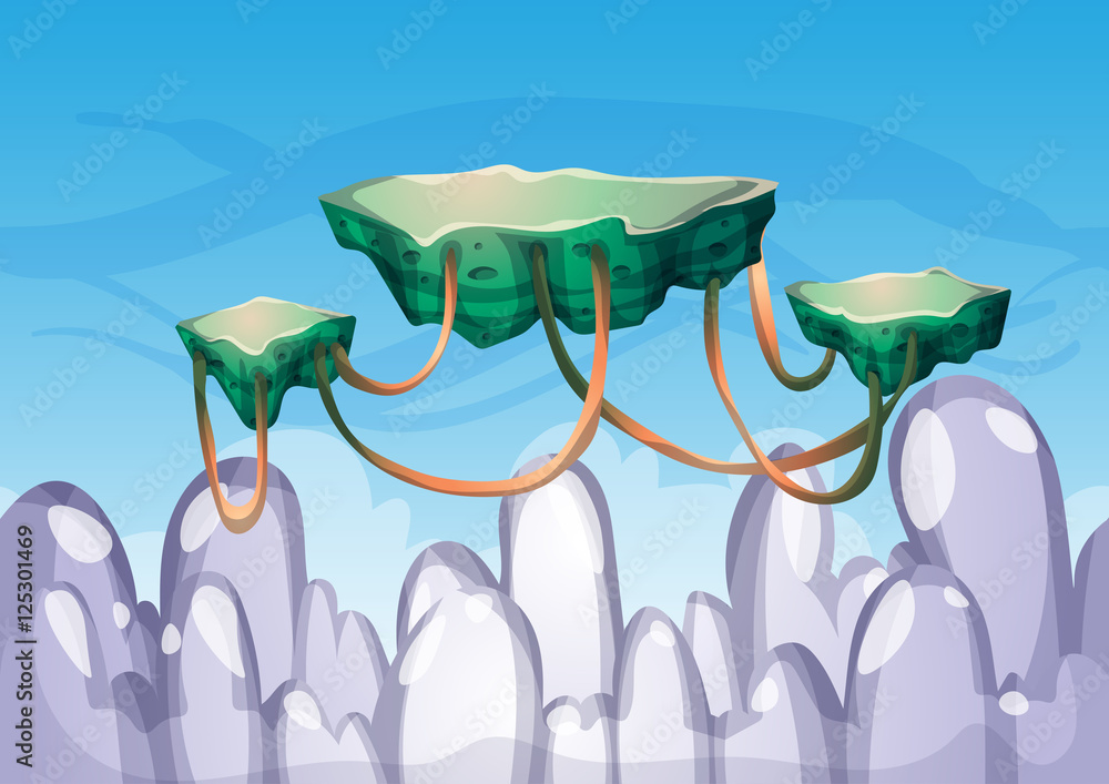 Poster cartoon vector sky background with separated layers for game art and animation game design asset in 