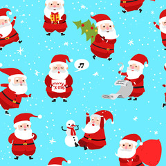 Christmas seamless pattern with santa claus for christmas wrapping paper. Vector illustration eps10 format.