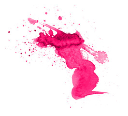 Colorful abstract watercolor circle with splashes and spatters. Modern creative watercolor background for trendy design.