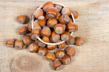 Hazelnuts close up.