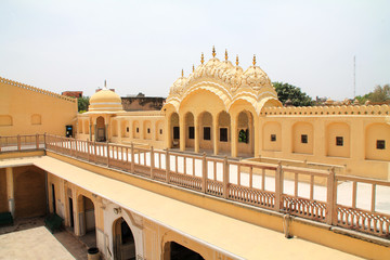 View inside the grand city palace in Jaipur, India.