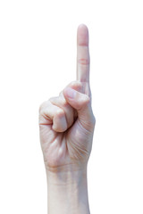man's hands isolated over blue background