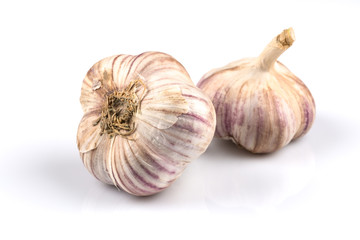 Garlic bulb on white background