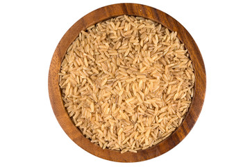 Rice in wooden bowl