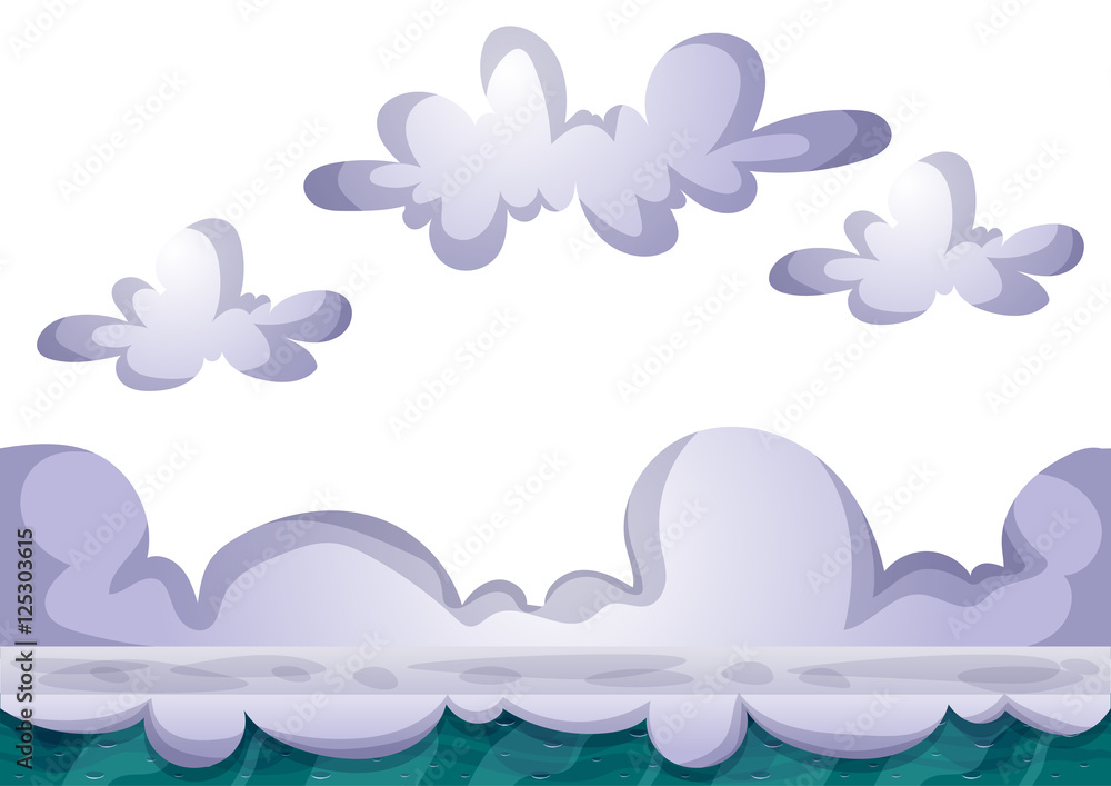 Poster cartoon vector sky background with separated layers for game art and animation game design asset in 