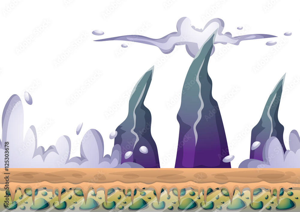 Poster cartoon vector sky background with separated layers for game art and animation game design asset in 