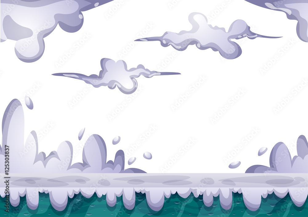 Poster cartoon vector sky background with separated layers for game art and animation game design asset in 