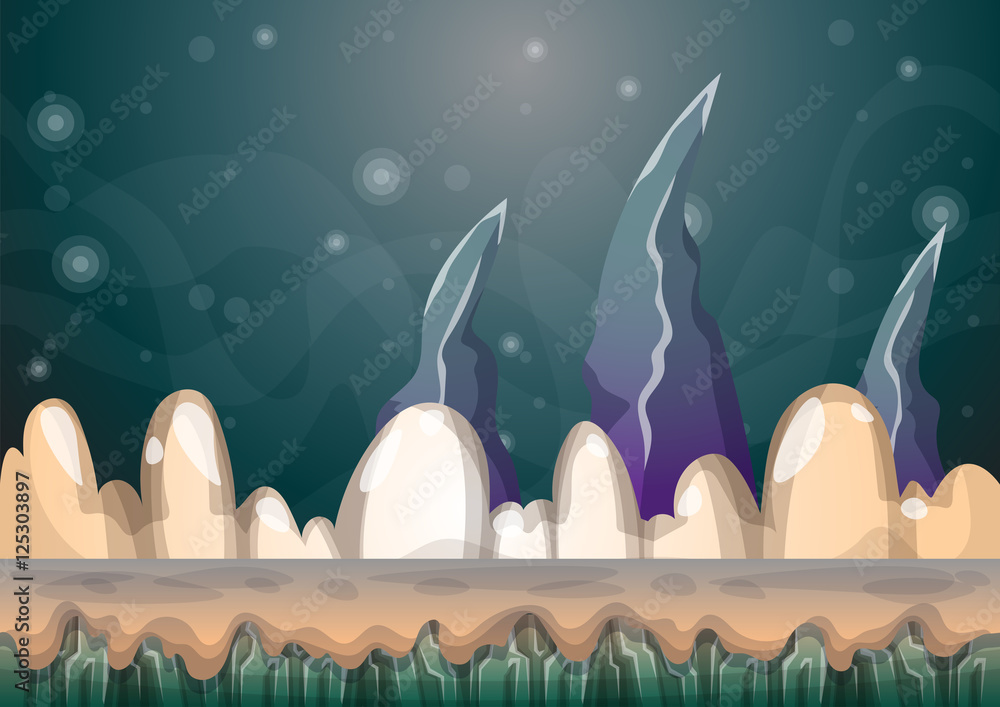 Poster cartoon vector sky background with separated layers for game art and animation game design asset in 