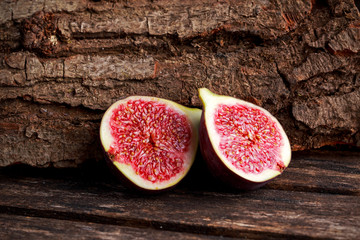Fresh Figs slice on wooden table background