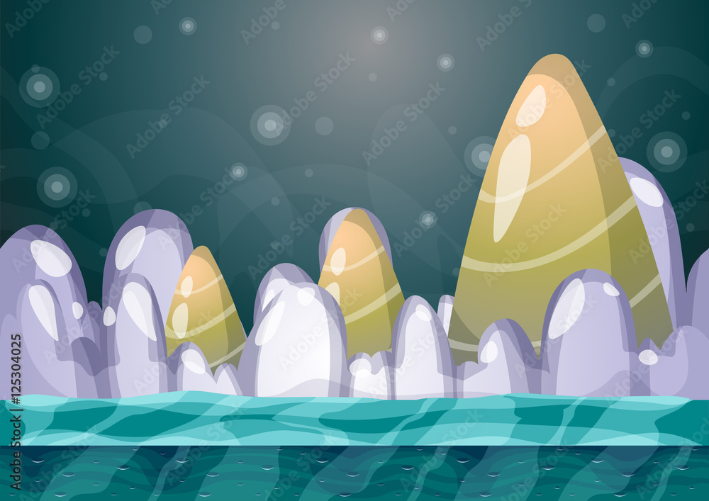 Poster cartoon vector sky background with separated layers for game art and animation game design asset in 