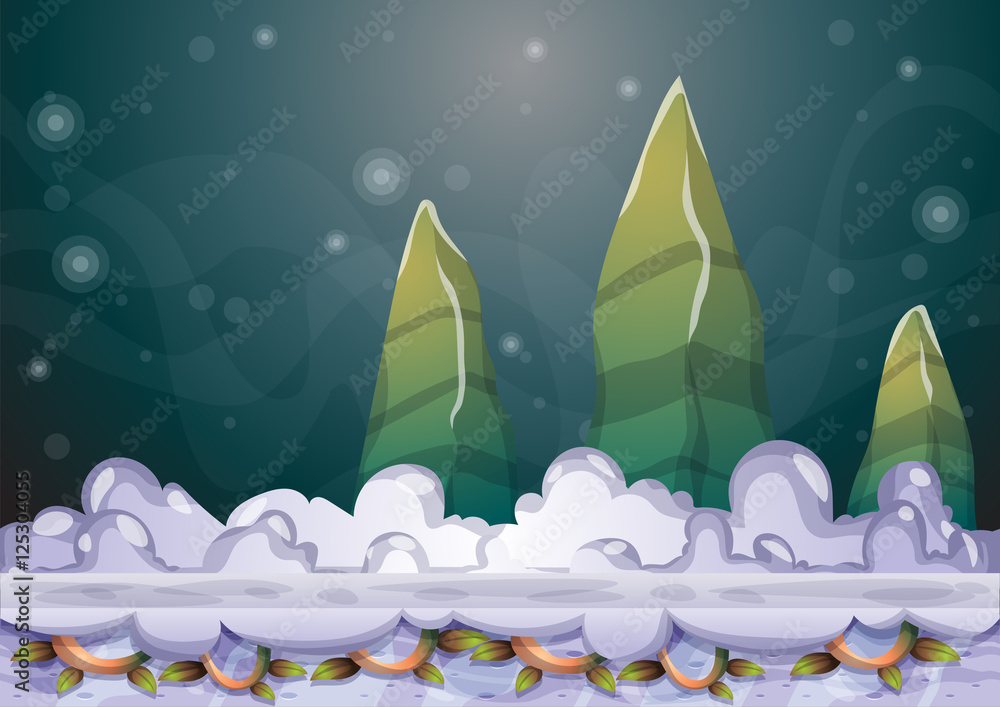 Poster cartoon vector sky background with separated layers for game art and animation game design asset in 