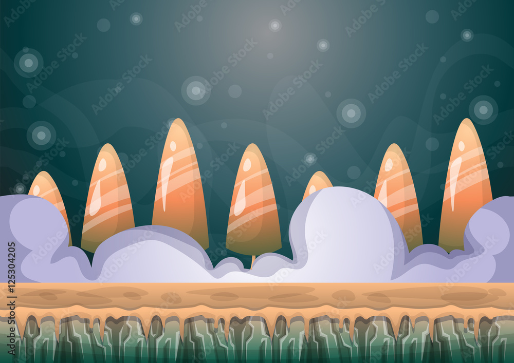 Poster cartoon vector sky background with separated layers for game art and animation game design asset in 