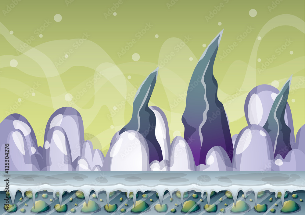 Poster cartoon vector sky background with separated layers for game art and animation game design asset in 