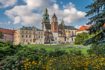 Wawel Castle and Wawel cathedral on sunny afternoon