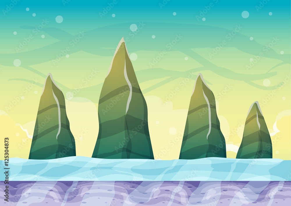 Poster cartoon vector sky background with separated layers for game art and animation game design asset in 