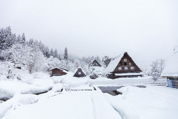 Naklejka premium Japanese village at winter
