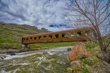 Bridge in Georgia made of Abandoned Train Car © VitalyTitov