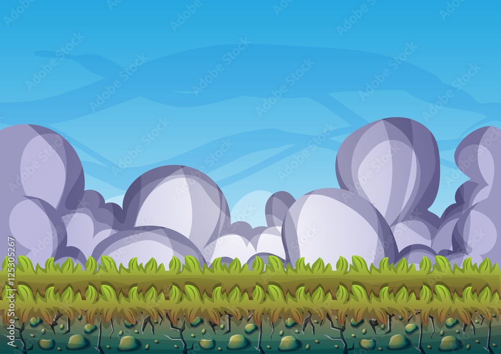 Poster cartoon vector sky background with separated layers for game art and animation game design asset in 