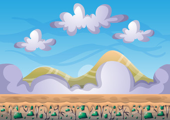 cartoon vector sky background with separated layers for game art and animation game design asset in 2d graphic