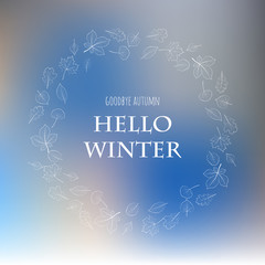 White forest tree leaves vector hand lettering