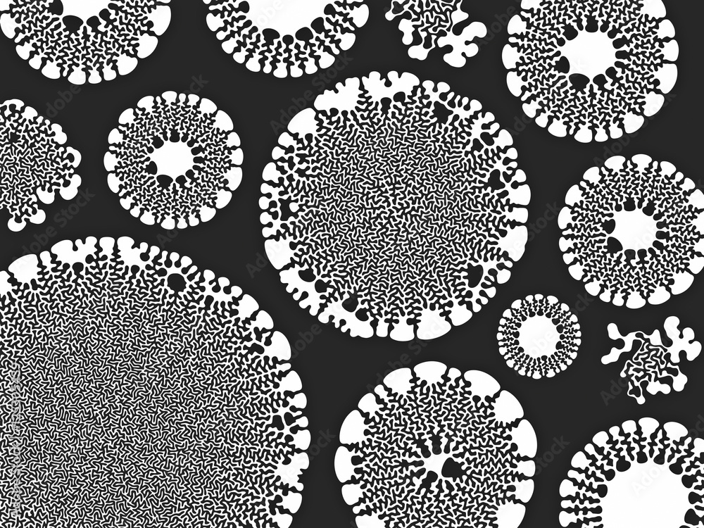 Poster wavy organic rounded line maze white pattern 3d rendering