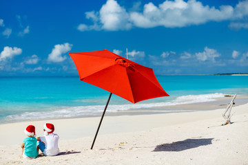 Kids at beach on Christmas