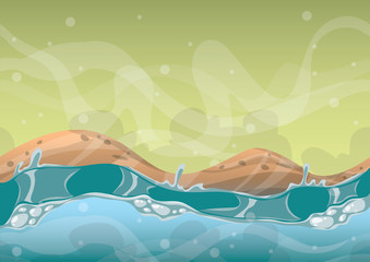 cartoon vector sea background with separated layers for game art and animation game design asset in 2d graphic