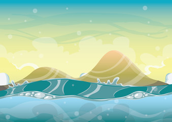 cartoon vector sea background with separated layers for game art and animation game design asset in 2d graphic