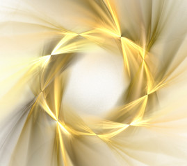 Abstract white background with golden wheel or wreath pattern, f - 125306606