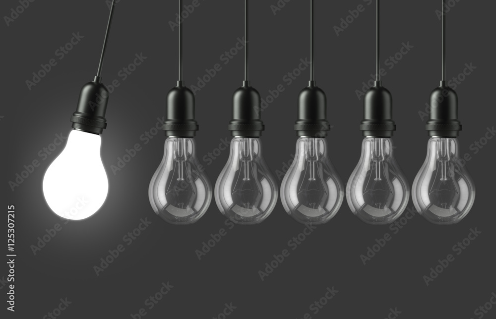 Wall mural lamp light bulbs. 3d illustration