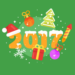 Vector flat style illustration of christmas greetings. Template