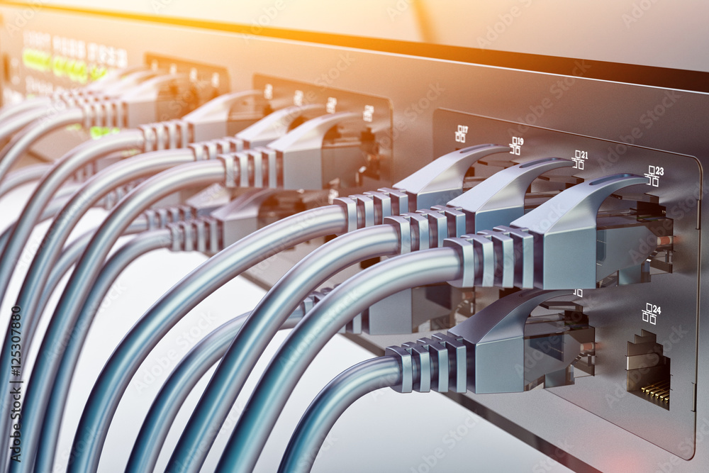 Aufkleber network connection and internet communication hardware, data center telecommunication equipment, clo