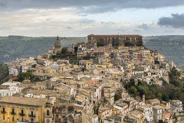 Fototapeta premium Panoramic view of the old small town Ragusa. Sicily. Italy.