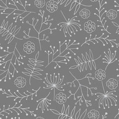 Hand Drawn vintage floral pattern. Vector. Isolated.Leaves, branches, floral elements. Wedding, birthday, Valentine's day. 