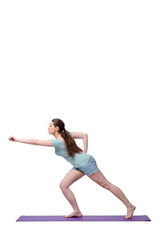 Young woman in sports concept isolated on the white