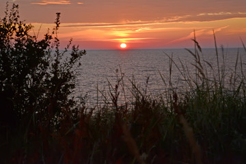 Dawn over the Curonian Bay. Kaliningrad region
