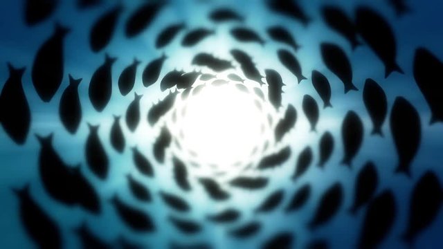 Illustration of a Group of Fish Swimming in Circle