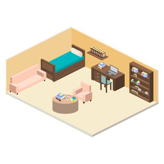 Isometric bedroom or playroom vector
