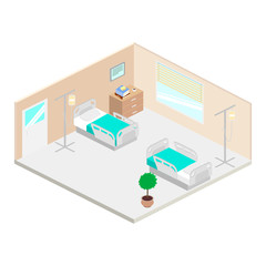 Fototapeta premium Hospital ward isometric vector