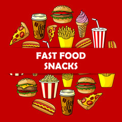 Fast food snacks label for menu card cover