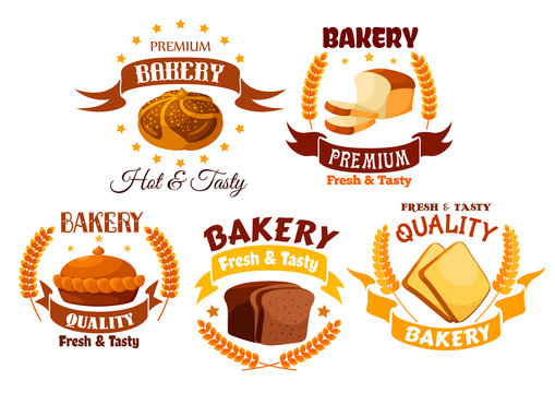 Bakery shop product labels set