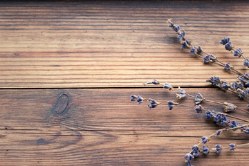 Obraz na płótnie Canvas Rustic wooden texture. Natural background with dried lavender herb.