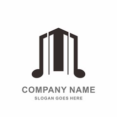 Music Notes Monogram Letter M Business Company Stock Vector Logo Design Template