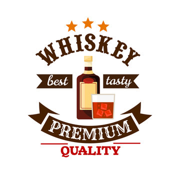 Whiskey premium quality bar menu label