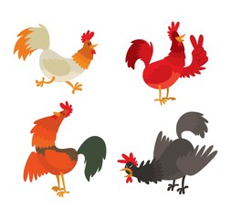 Cute cartoon rooster vector illustration