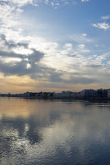 Sunset on the Neva river
