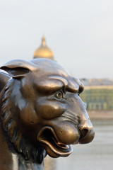 Naklejka premium Gryphon on a background of St. Isaac's Cathedral